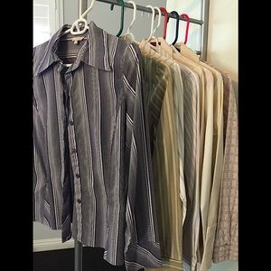 Four Women Long Sleeve Striped Work Shirts